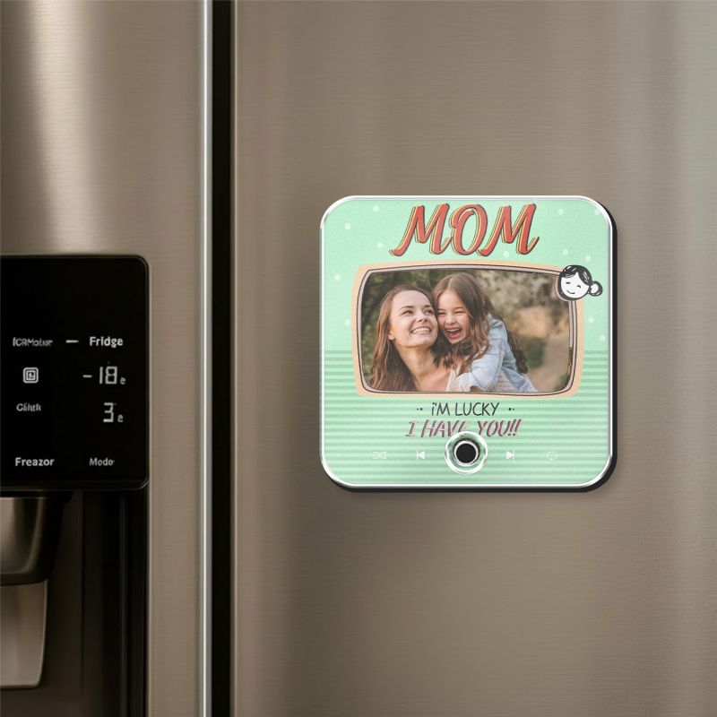 Personalized Mom Musical Fridge Magnet Custom Photo Song Rechargeable Audio Gift